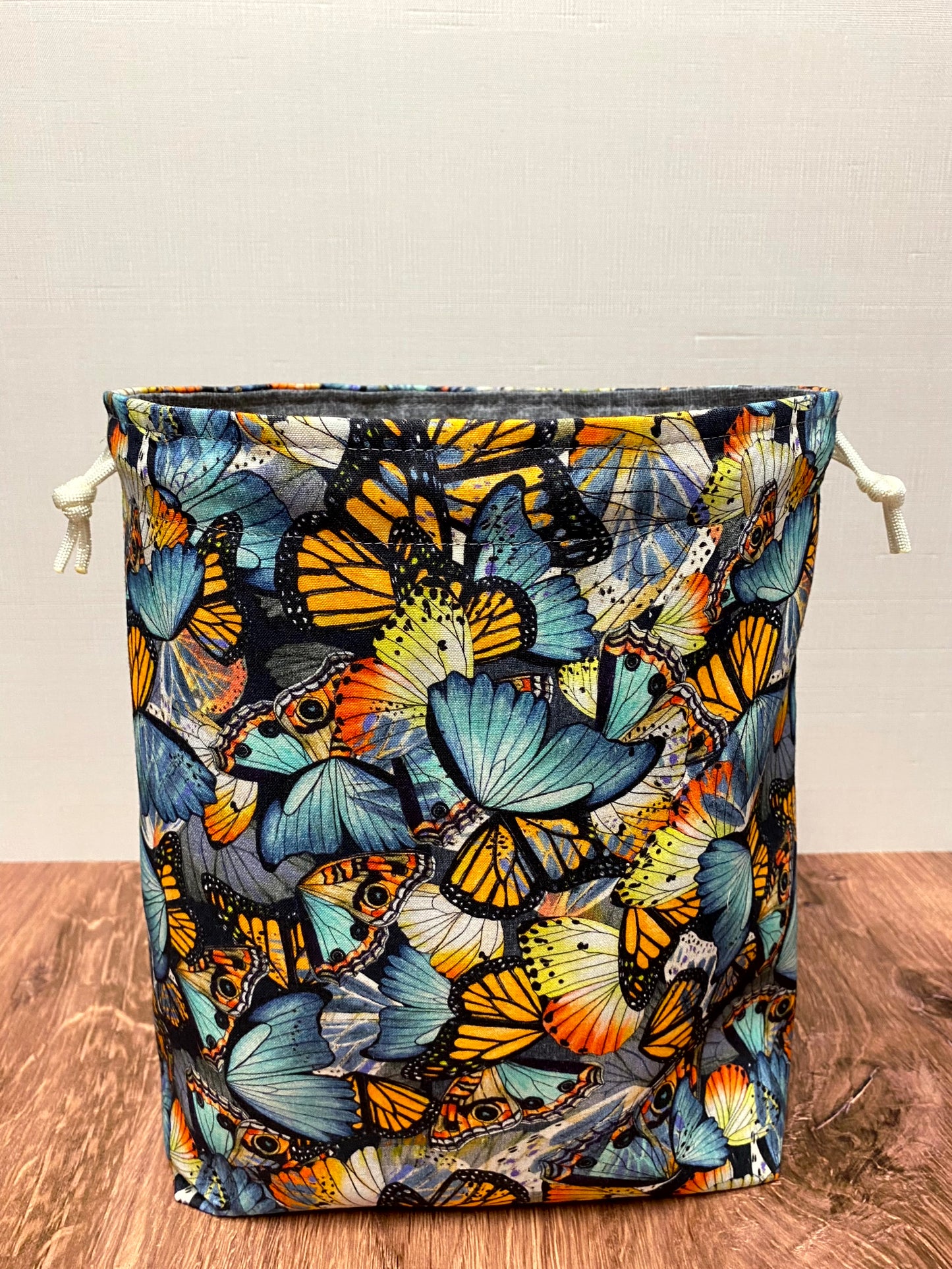 Butterfly Project Bag - Drawstring Bag – Knitting Bag – Crochet Bag - Toy Sack – Cross Stitch Bag - Bingo Bag - Monarch - Butterflies