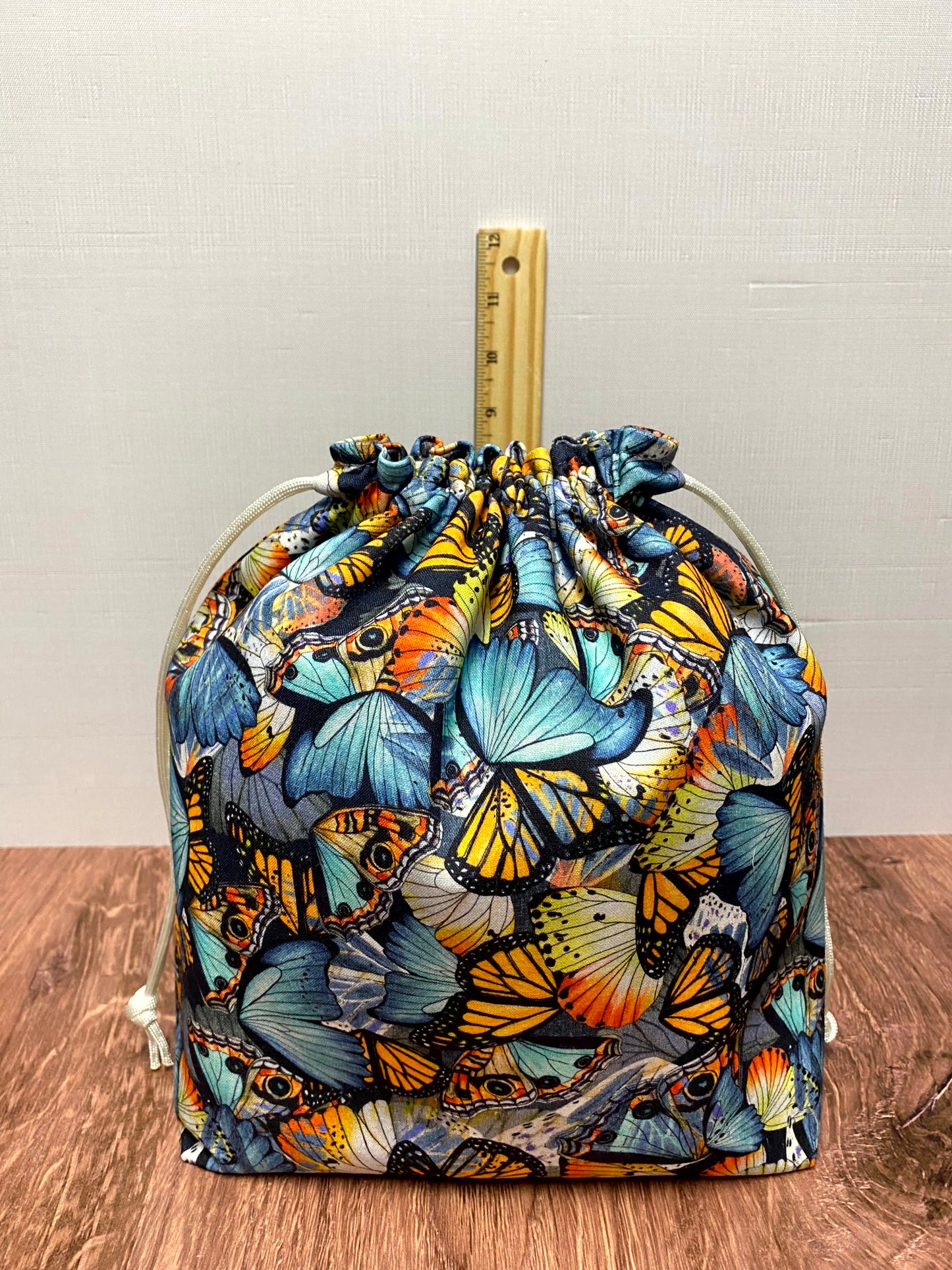 Butterfly Project Bag - Drawstring Bag – Knitting Bag – Crochet Bag - Toy Sack – Cross Stitch Bag - Bingo Bag - Monarch - Butterflies