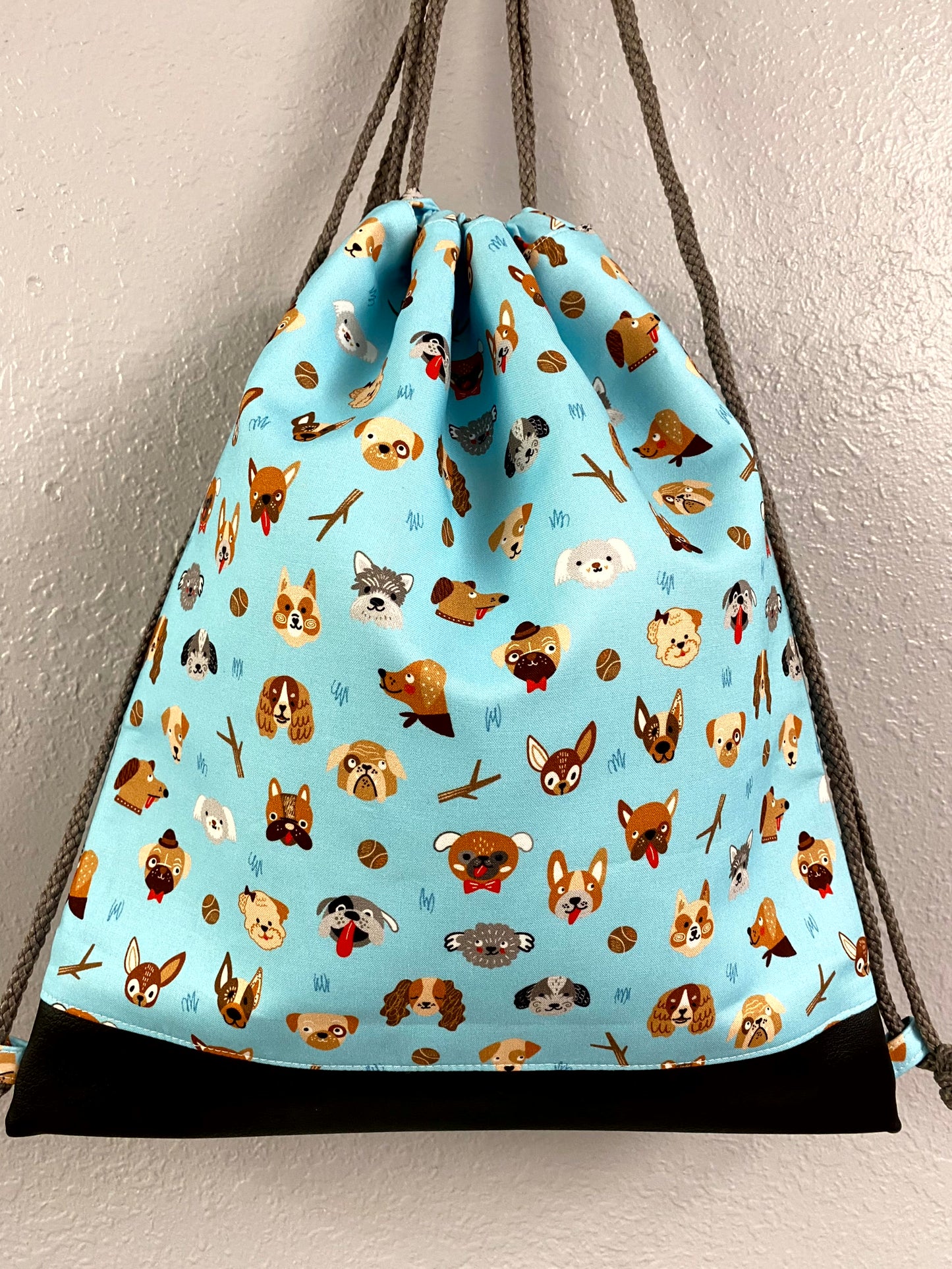 Dog Drawstring Bag - Handmade Drawstring Bag – Drawstring Backpack - On the Go Bag - Overnight Bag