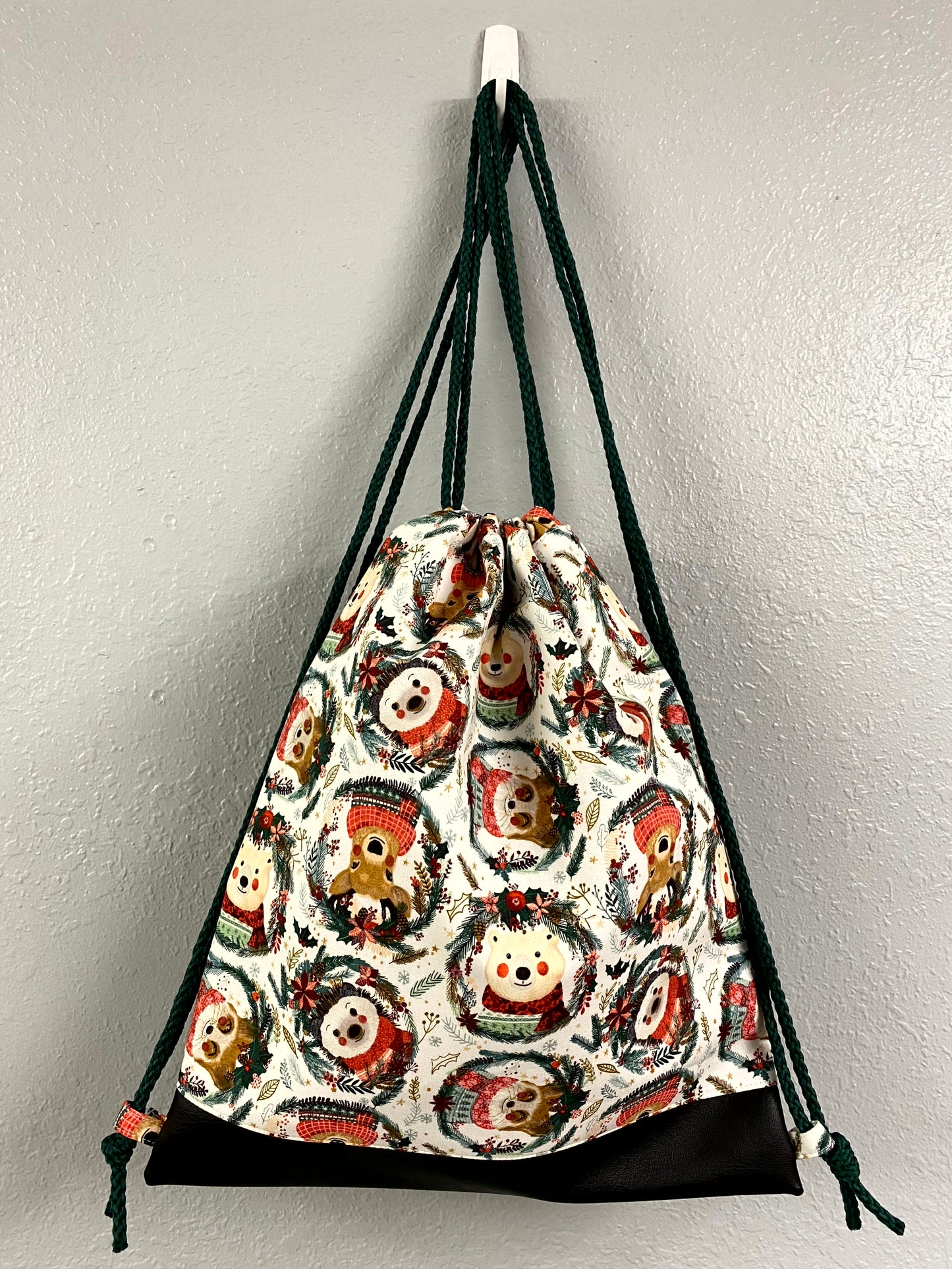 Woodland Drawstring Bag - Handmade Drawstring Bag – Drawstring Backpack - On the Go Bag - Overnight Bag