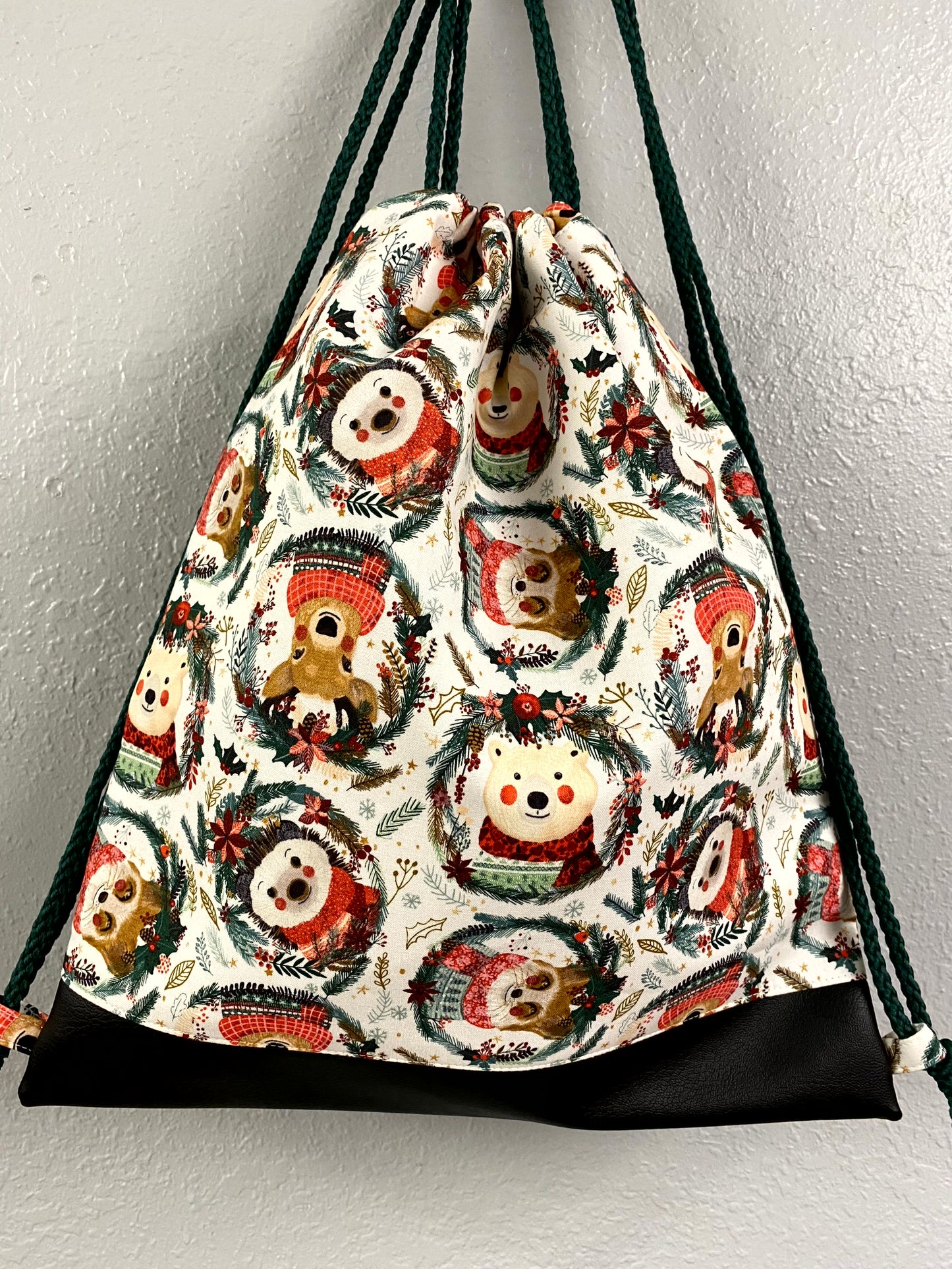 Woodland Drawstring Bag - Handmade Drawstring Bag – Drawstring Backpack - On the Go Bag - Overnight Bag