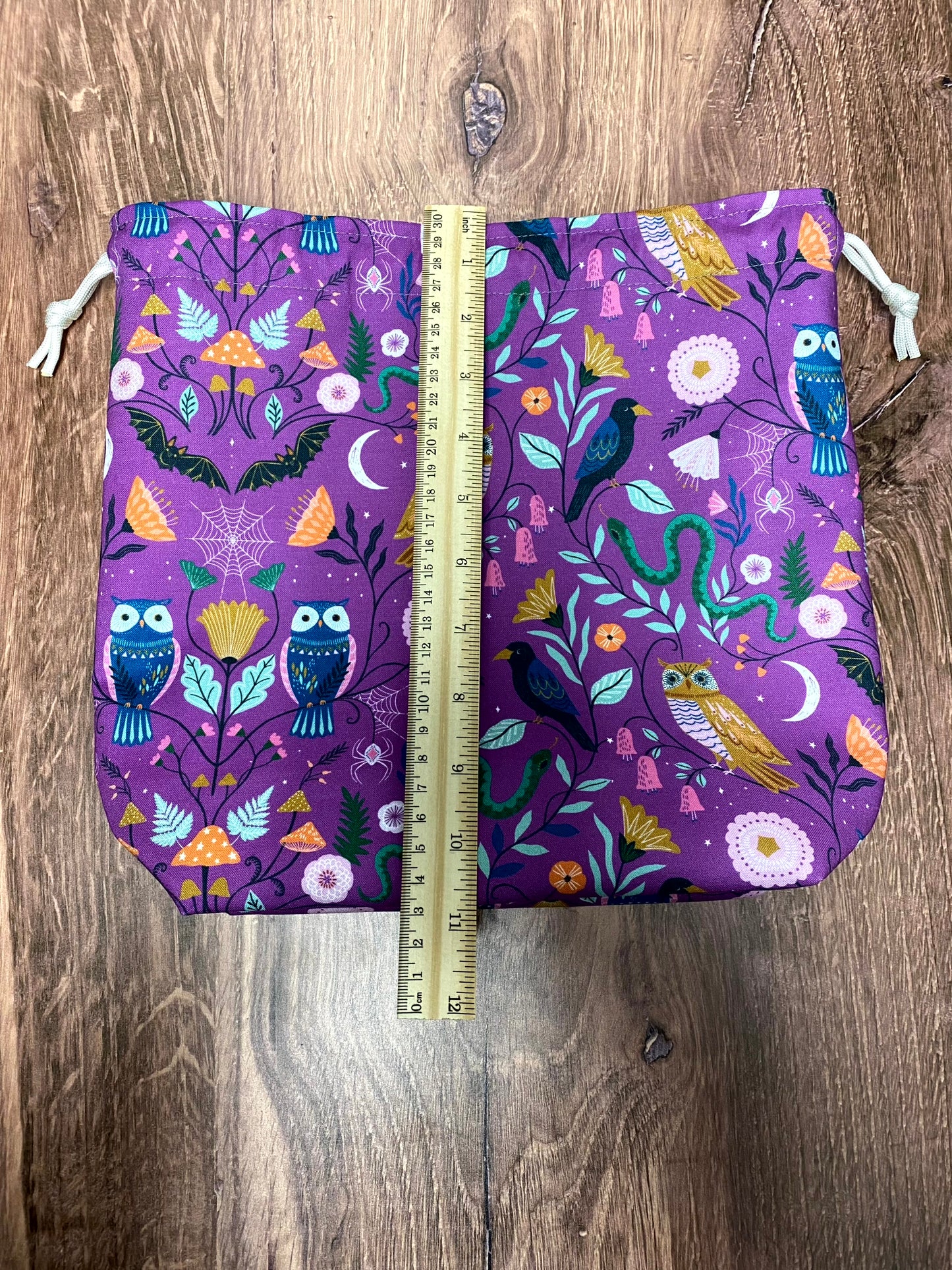Owl Project Bag - Handmade - Drawstring Bag – Knitting Bag – Crochet Bag - Toy Sack - Bingo Bag – Cross Stitch Bag - Bird - Floral