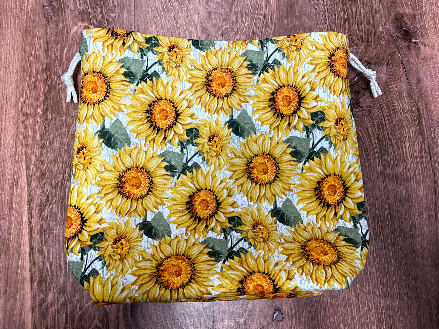 Sunflower Project Bag - Drawstring Bag – Knitting Bag – Crochet Bag - Toy Sack – Cross Stitch Bag - Flower - Floral