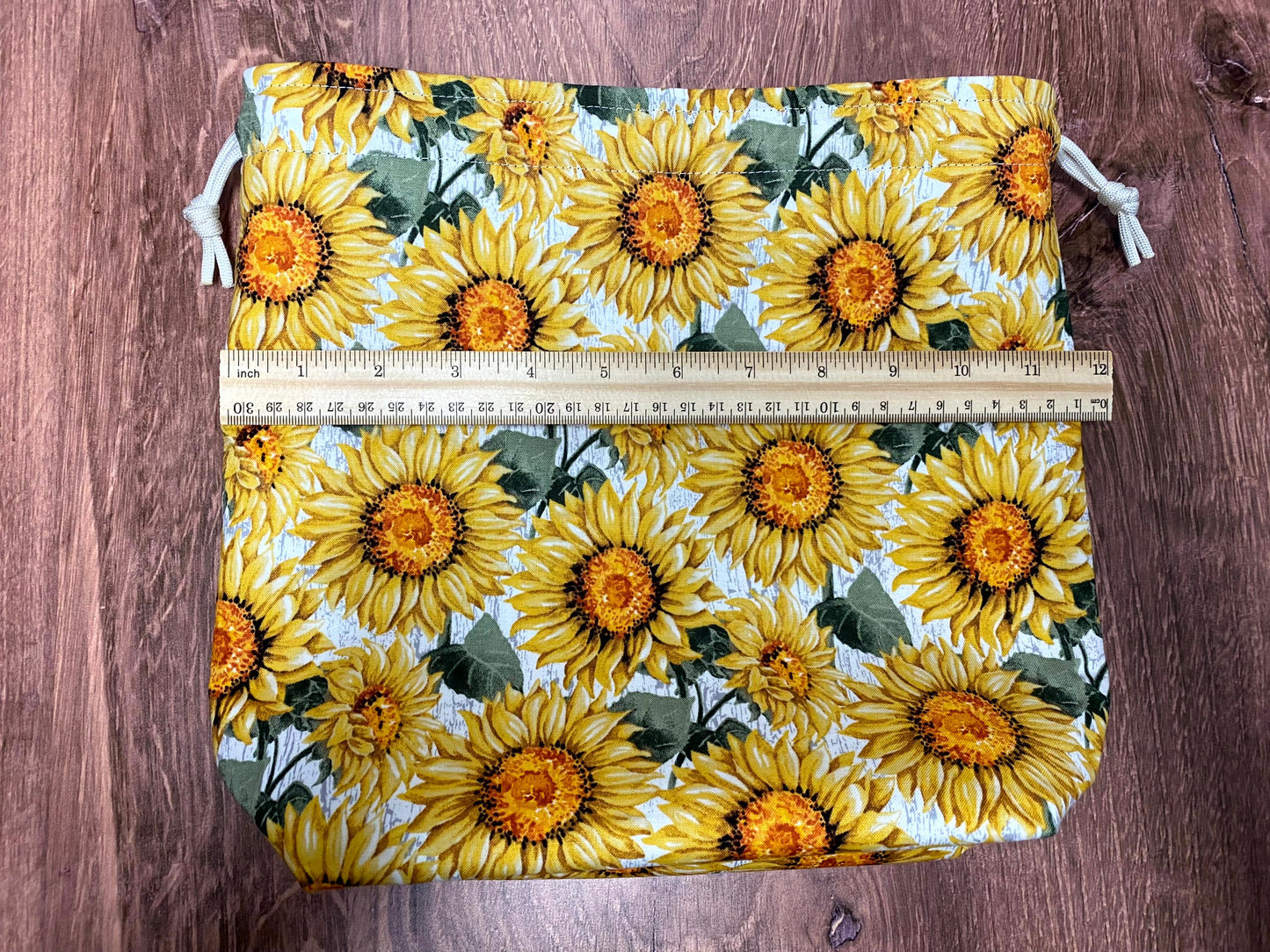 Sunflower Project Bag - Drawstring Bag – Knitting Bag – Crochet Bag - Toy Sack – Cross Stitch Bag - Flower - Floral