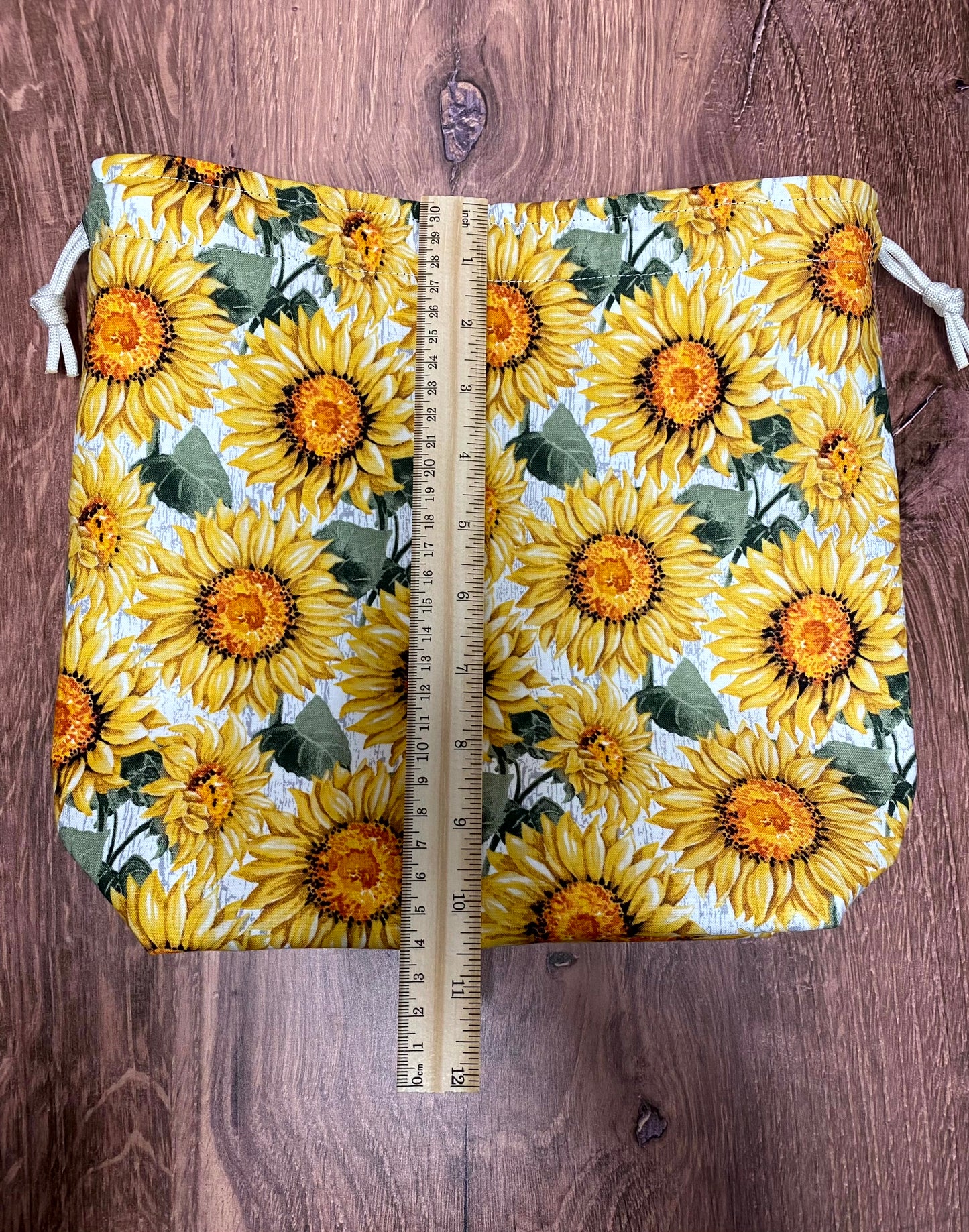 Sunflower Project Bag - Drawstring Bag – Knitting Bag – Crochet Bag - Toy Sack – Cross Stitch Bag - Flower - Floral
