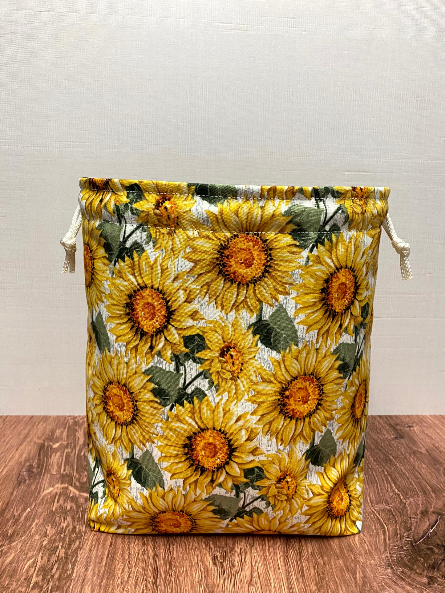 Sunflower Project Bag - Drawstring Bag – Knitting Bag – Crochet Bag - Toy Sack – Cross Stitch Bag - Flower - Floral