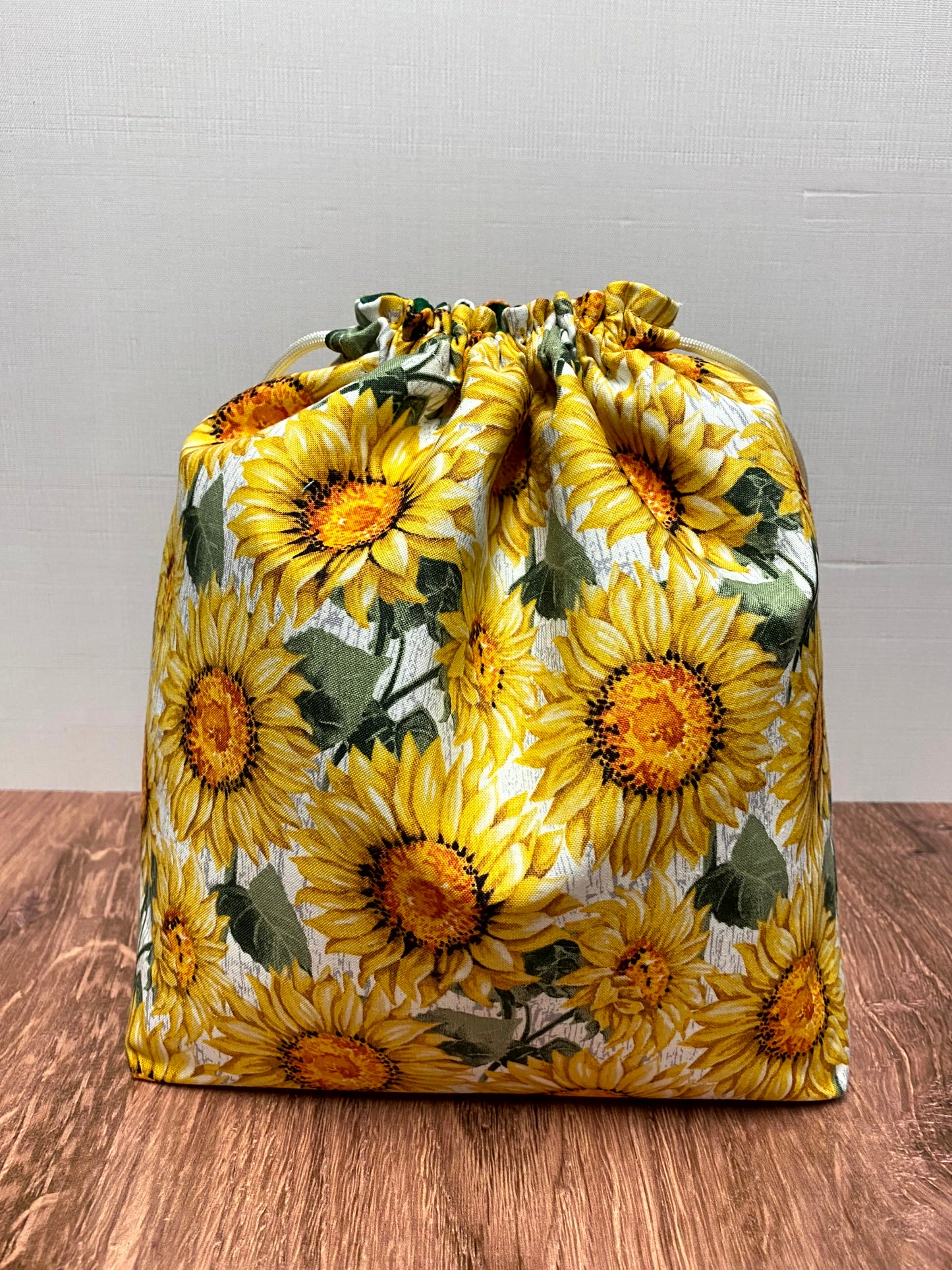 Sunflower Project Bag - Drawstring Bag – Knitting Bag – Crochet Bag - Toy Sack – Cross Stitch Bag - Flower - Floral