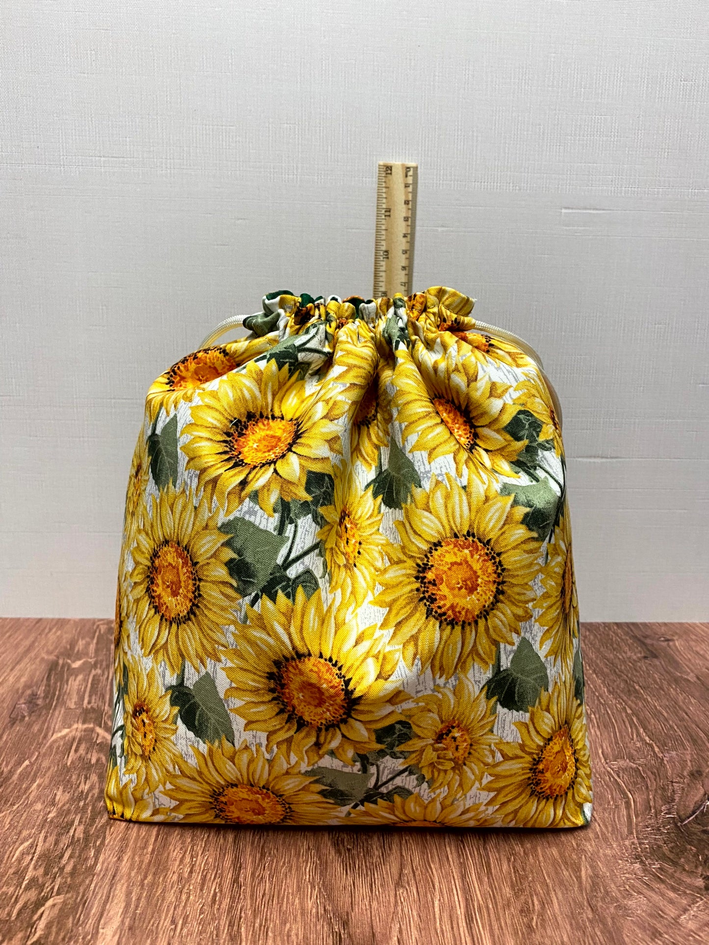 Sunflower Project Bag - Drawstring Bag – Knitting Bag – Crochet Bag - Toy Sack – Cross Stitch Bag - Flower - Floral