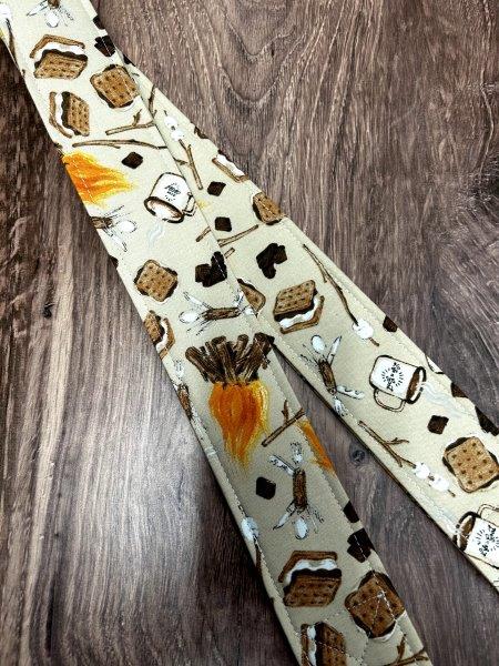 Smores Adjustable Handmade Fabric Camera Strap - DSLR Strap - Photography Accessories - Camping - Fire - Marshmellow - Gift