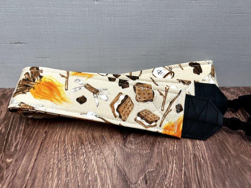 Smores Adjustable Handmade Fabric Camera Strap - DSLR Strap - Photography Accessories - Camping - Fire - Marshmellow - Gift