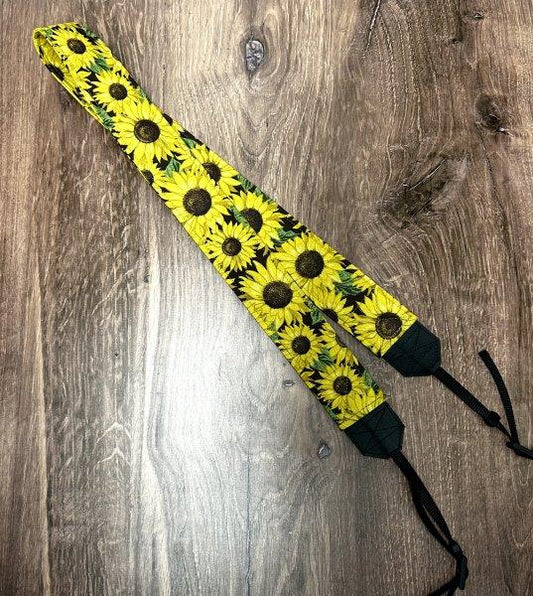Sunflower Adjustable Handmade Fabric Camera Strap  - DSLR Strap - Photography Accessories - Flower - Sunflower - Floral - Gift