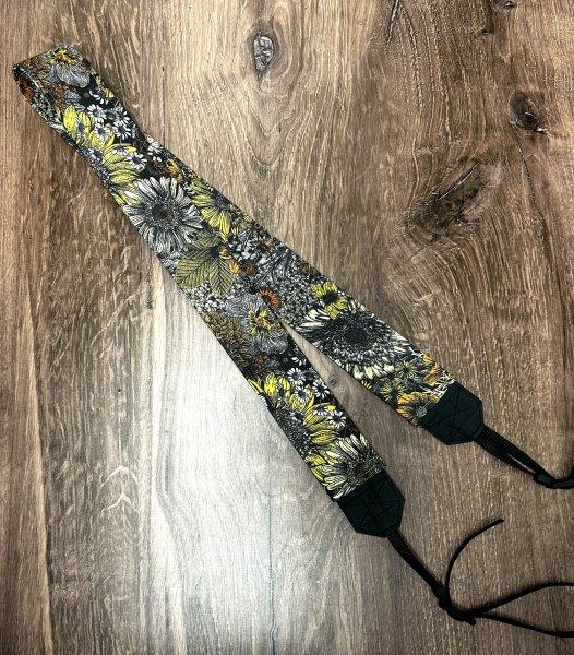 Sunflower Adjustable Handmade Fabric Camera Strap - DSLR Strap - Photography Accessories - Flower - Artistic - Floral - Gift