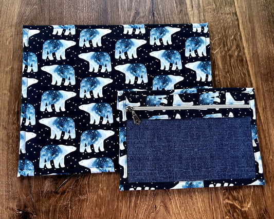 Vinyl Cross Stitch Project Bag - Embroidery bag - Project Bag - Knitting & Crochet Bag - Storage - Organizer - Notions - Polar Bear