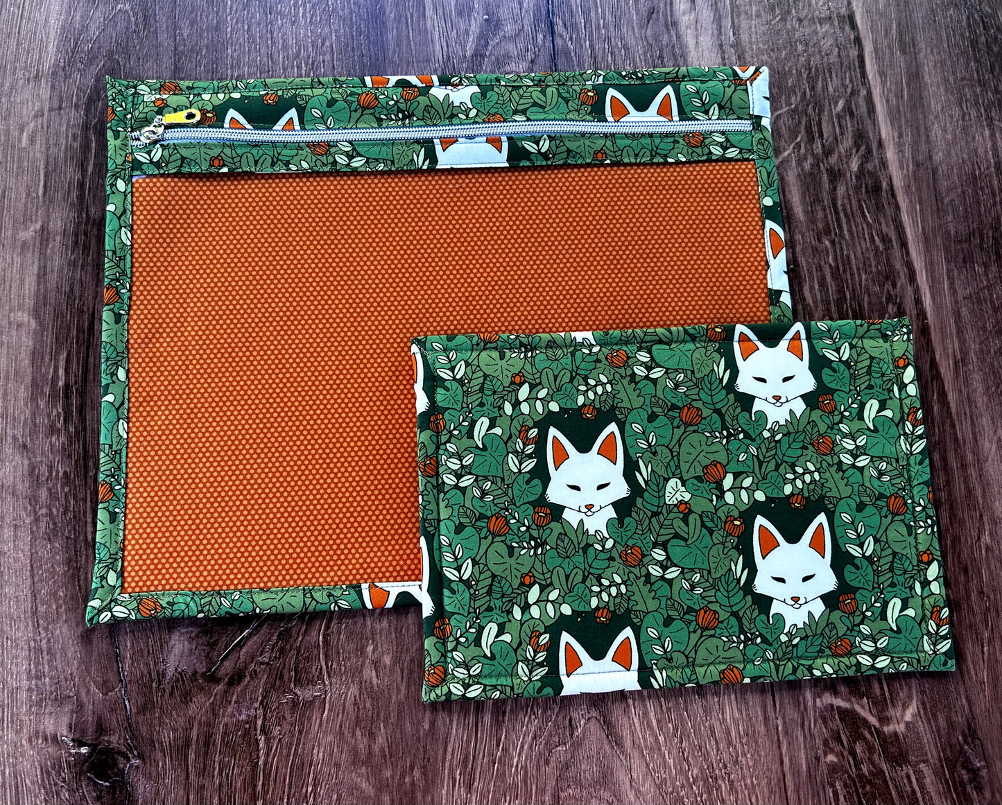 Vinyl Cross Stitch Project Bag - Embroidery bag - Project Bag - Knitting & Crochet Bag - Storage - Organizer - Fox Project Bag - Notions