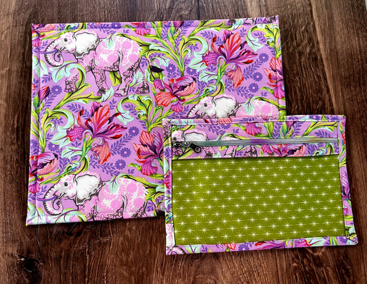 Vinyl Cross Stitch Project Bag - Embroidery bag - Project Bag - Knitting & Crochet Bag - Storage - Organizer - Elephant Project Bag Notions