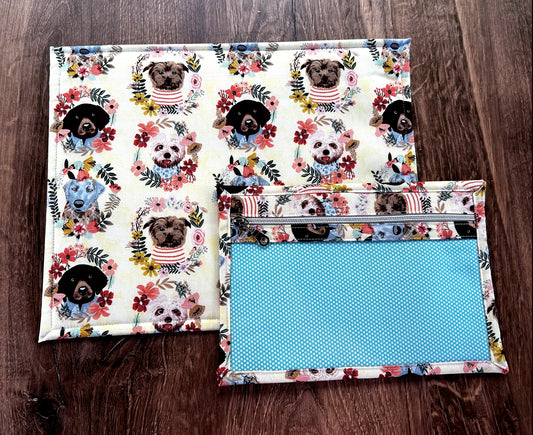 Vinyl Cross Stitch Project Bag - Embroidery bag - Project Bag - Knitting & Crochet Bag - Storage - Organizer - Notions - Dog Project Bag
