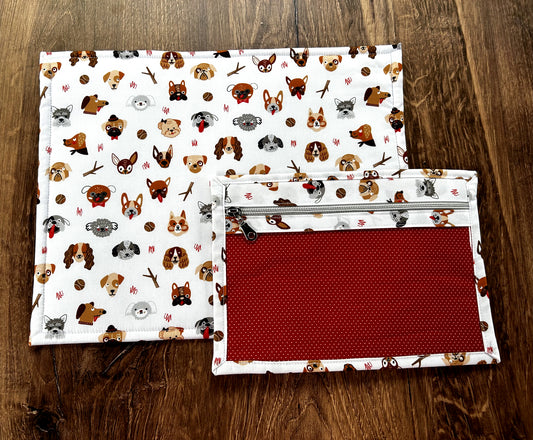 Vinyl Cross Stitch Project Bag - Embroidery bag - Project Bag - Knitting & Crochet Bag - Storage - Organizer - Dog Project Bag - Notions