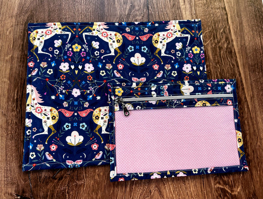 Vinyl Cross Stitch Project Bag - Embroidery bag - Project Bag - Knitting & Crochet Bag - Storage - Organizer - Horse Project Bag - Notions