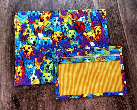 Vinyl Cross Stitch Project Bag - Embroidery bag - Project Bag - Knitting & Crochet Bag - Storage - Organizer - Dog Project Bag - Notions