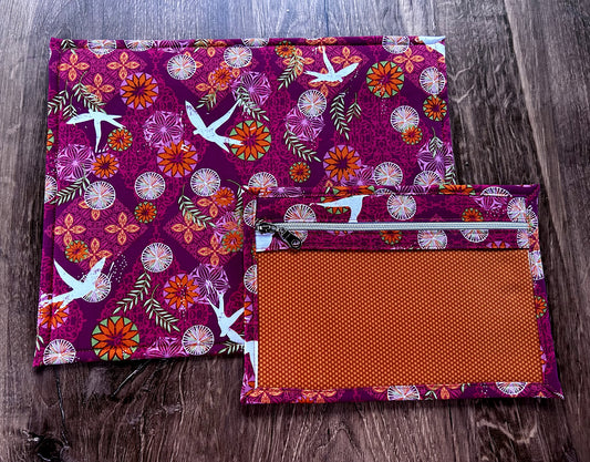 Vinyl Cross Stitch Project Bag - Embroidery bag - Project Bag - Knitting Crochet Bag - Storage - Organizer - Bird Project Bag - Notion