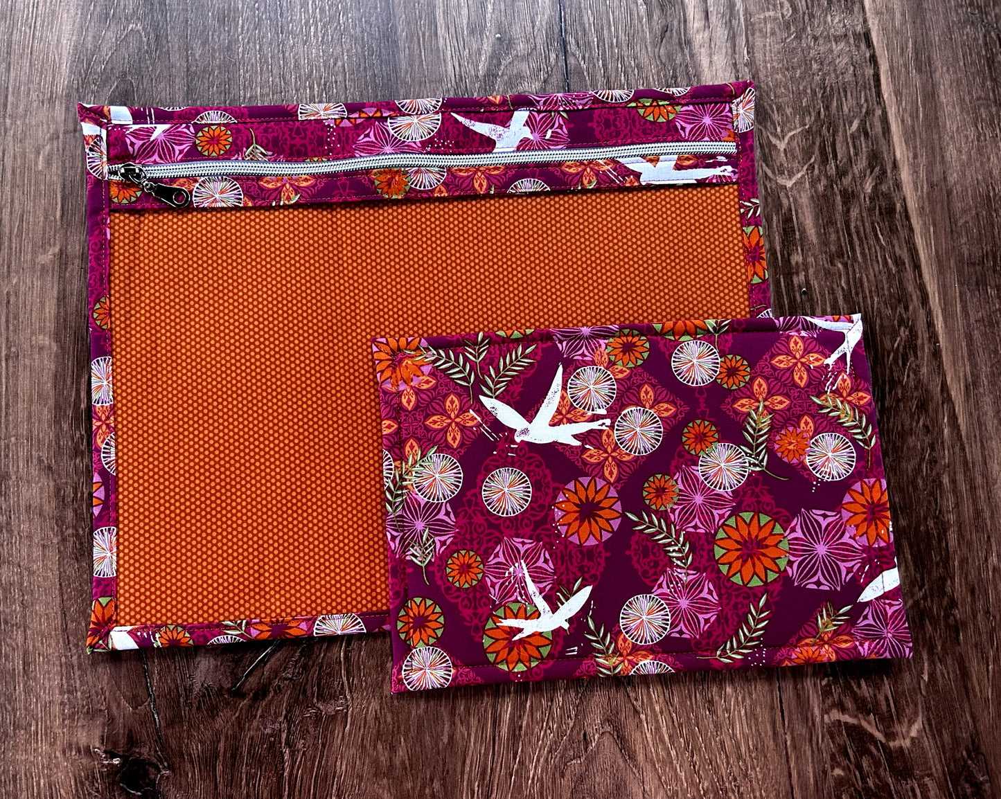 Vinyl Cross Stitch Project Bag - Embroidery bag - Project Bag - Knitting Crochet Bag - Storage - Organizer - Bird Project Bag - Notion
