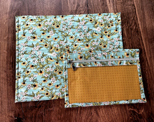 Vinyl Cross Stitch Project Bag - Embroidery bag - Project Bag - Knitting & Crochet Bag - Storage - Organizer - Notions - Flower - Sunflower