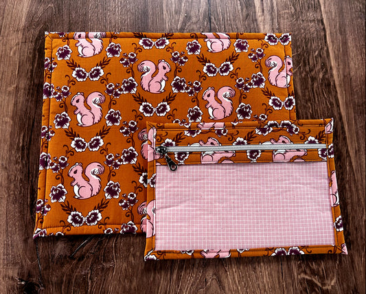 Vinyl Cross Stitch Project Bag - Embroidery bag - Project Bag - Knitting & Crochet Bag - Storage - Organizer - Squirrel Project Bag Notions