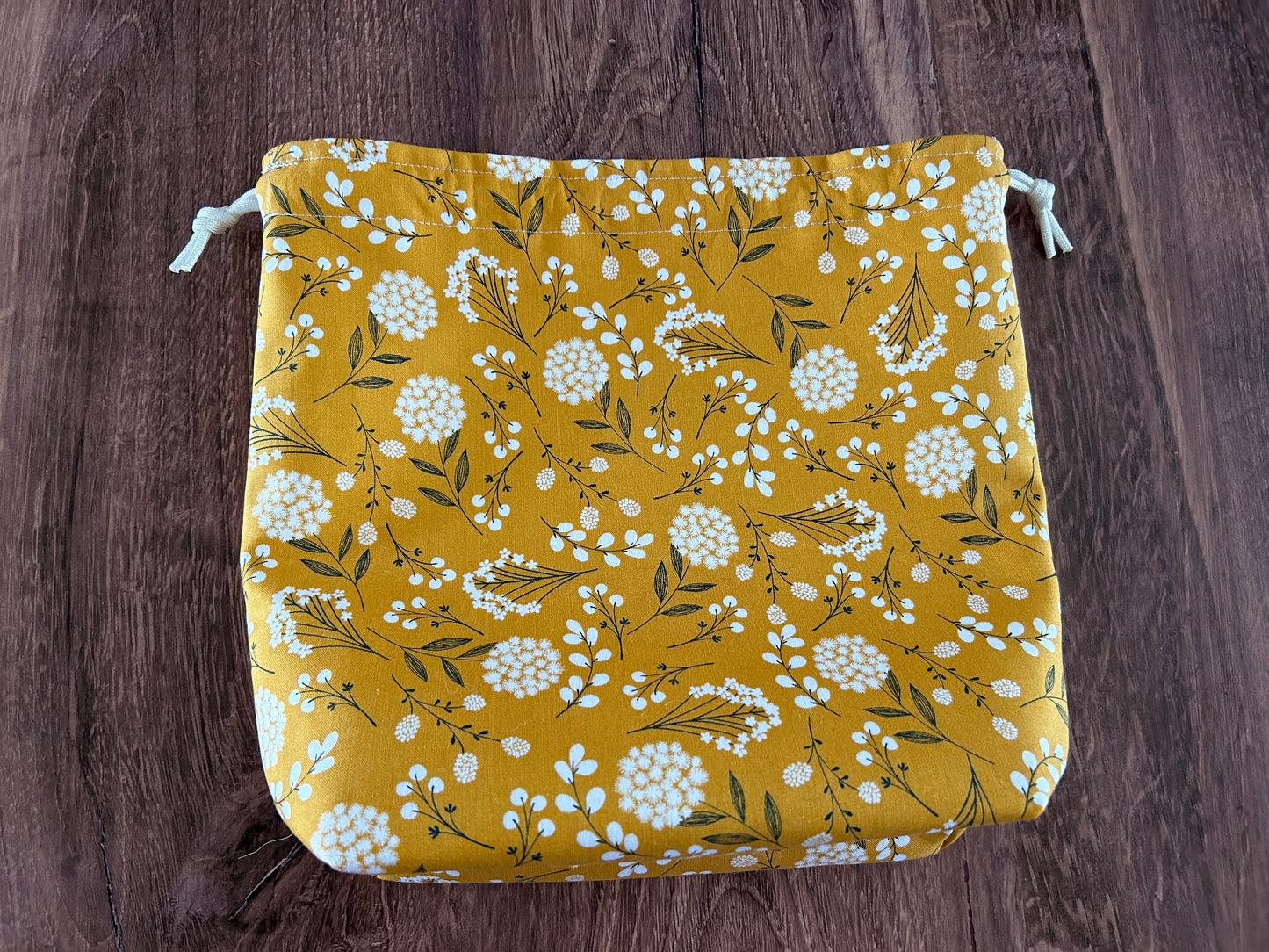 Copy of Flower Project Bag - Handmade - Drawstring Bag – Knitting Bag – Crochet Bag - Toy Sack - Floral