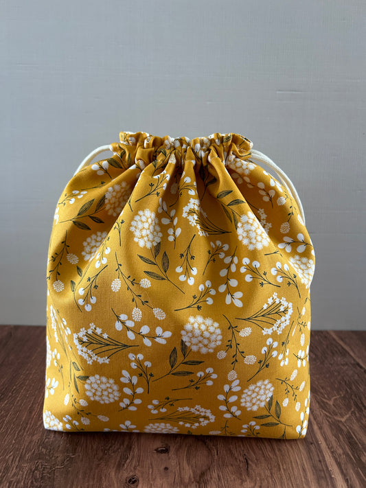 Copy of Flower Project Bag - Handmade - Drawstring Bag – Knitting Bag – Crochet Bag - Toy Sack - Floral