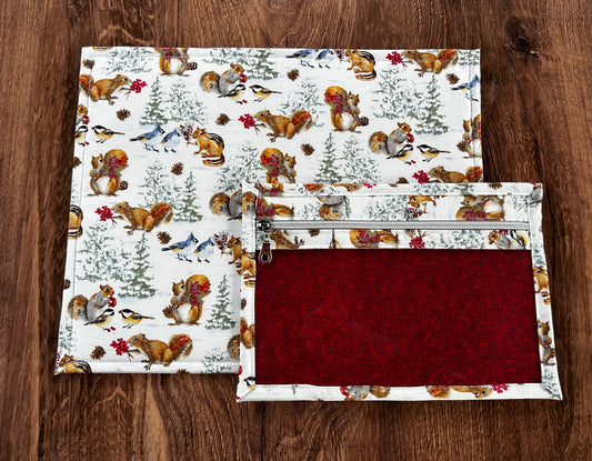 Vinyl Cross Stitch Project Bag - Embroidery Bag - Project Bag - Knitting & Crochet Bag - Storage - Organizer - Notions - Squirrel - Woodland