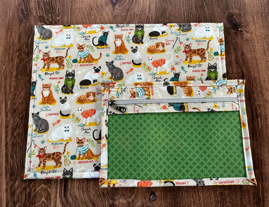 Vinyl Cross Stitch Project Bag - Embroidery bag - Project Bag - Knitting & Crochet Bag - Storage - Organizer - Cat Project Bag - Notions
