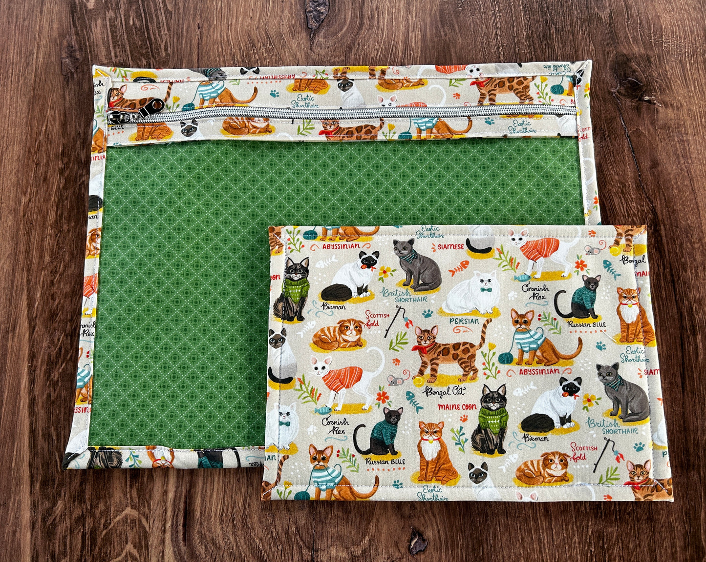 Vinyl Cross Stitch Project Bag - Embroidery bag - Project Bag - Knitting & Crochet Bag - Storage - Organizer - Cat Project Bag - Notions