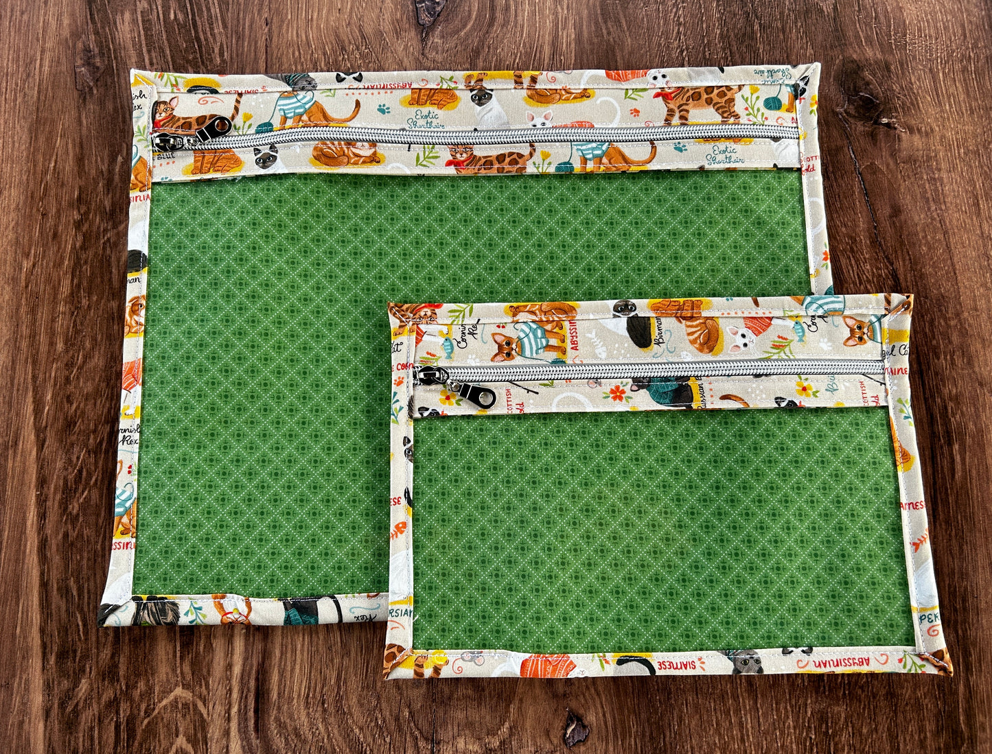 Vinyl Cross Stitch Project Bag - Embroidery bag - Project Bag - Knitting & Crochet Bag - Storage - Organizer - Cat Project Bag - Notions
