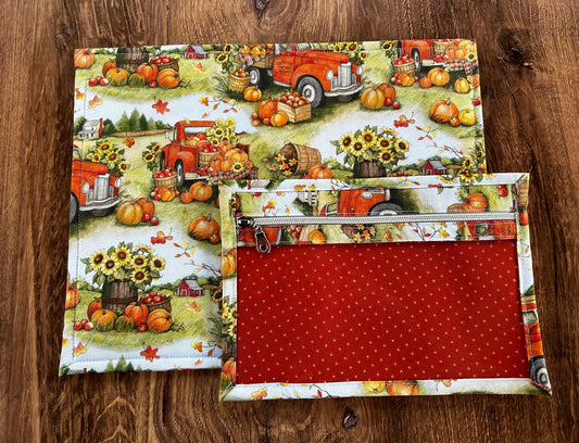 Vinyl Cross Stitch Project Bag - Embroidery bag - Project Bag - Knitting & Crochet Bag - Storage - Organizer - Autumn Project Bag - Notions