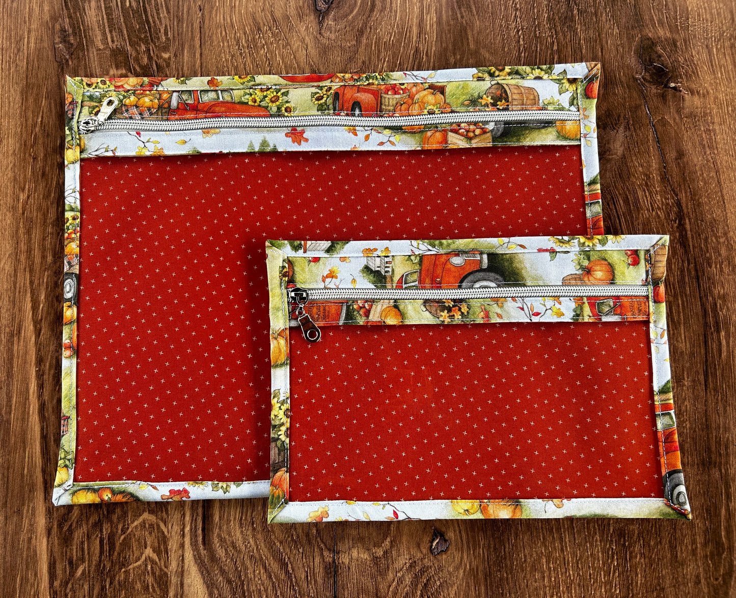 Vinyl Cross Stitch Project Bag - Embroidery bag - Project Bag - Knitting & Crochet Bag - Storage - Organizer - Autumn Project Bag - Notions