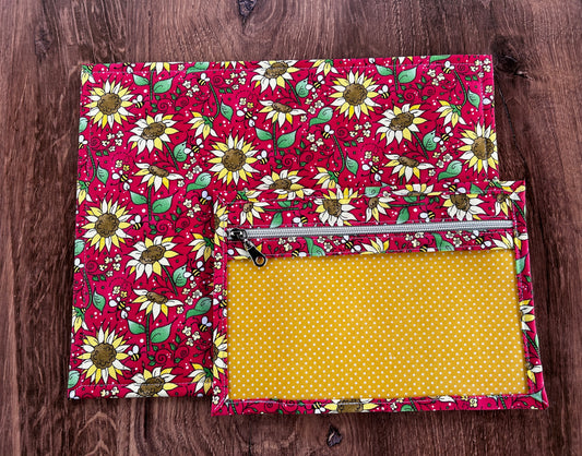 Vinyl Cross Stitch Project Bag - Embroidery bag - Project Bag - Knitting & Crochet Bag - Storage - Organizer - Notions - Flower - Sunflower