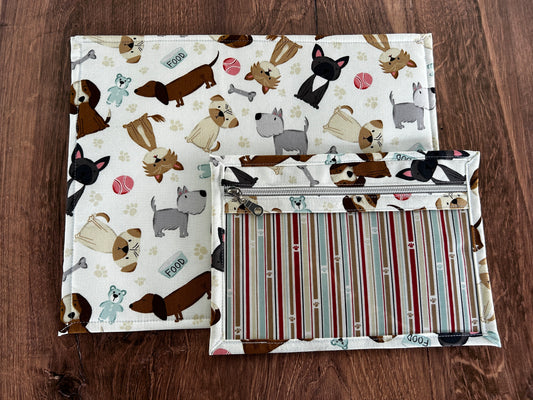 Vinyl Cross Stitch Project Bag - Embroidery bag - Project Bag - Knitting & Crochet Bag - Storage - Organizer - Dog Project Bag - Notions