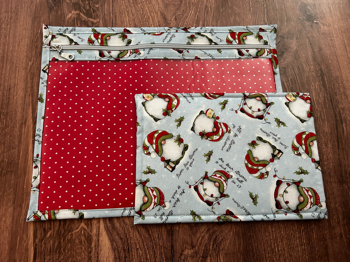 Vinyl Cross Stitch Project Bag - Embroidery bag - Project Bag - Knitting & Crochet Bag - Storage - Organizer - Gnome Project Bag - Notions