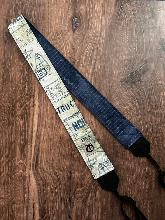 Airplane Adjustable Handmade Fabric Camera Strap - DSLR Strap - Photography Accessories - Gift