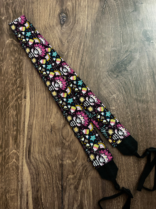Flower Adjustable Handmade Fabric Camera Strap - DSLR Strap - Photography Accessories - Floral - Gift