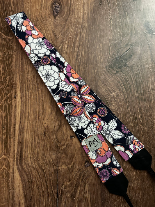 Flower Adjustable Handmade Fabric Camera Strap - DSLR Strap - Photography Accessories - Floral - Gift