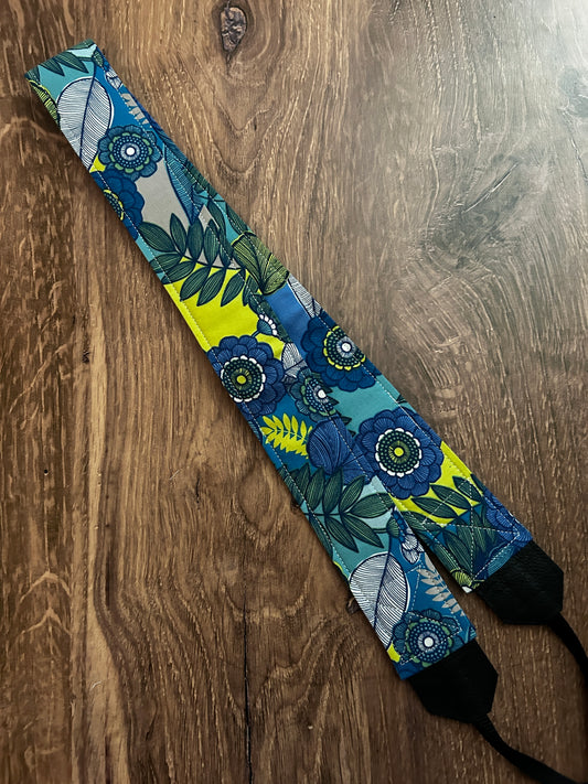 Flower Adjustable Handmade Fabric Camera Strap - DSLR Strap - Photography Accessories - Floral - Gift