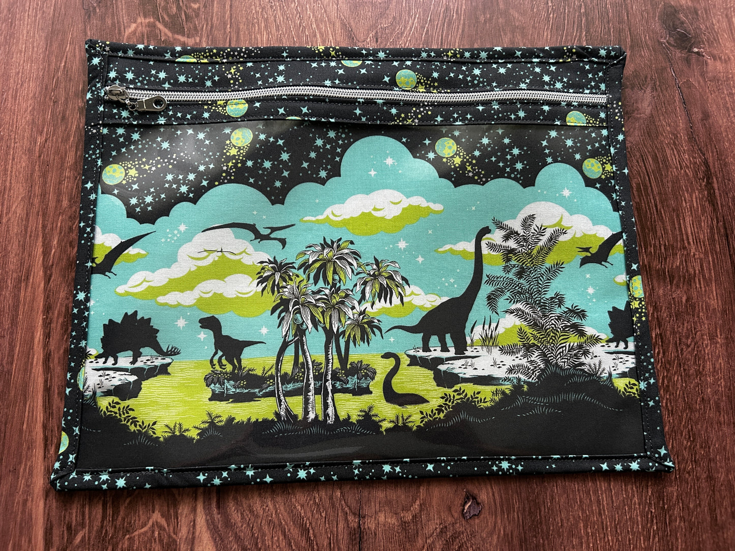 Vinyl Cross Stitch Project Bag - Embroidery bag - Project Bag - Knitting & Crochet Bag - Storage - Organizer - Notions - Dinosaur - Floral