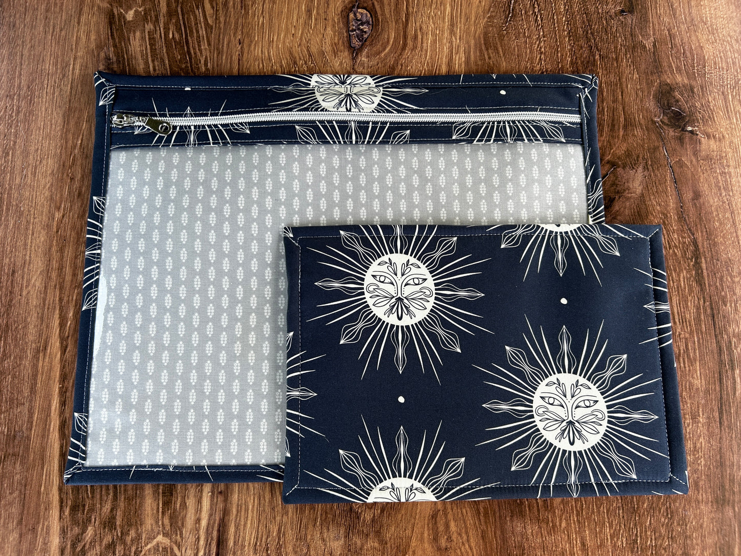 Vinyl Cross Stitch Project Bag - Project Bag - Knitting & Crochet Bag - Storage - Organizer - Celestial Project Bag - Notions