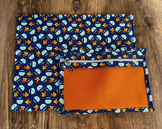 Vinyl Cross Stitch Project Bag - Project Bag - Knitting & Crochet Bag - Storage - Organizer - Goldfish Project Bag - Notions