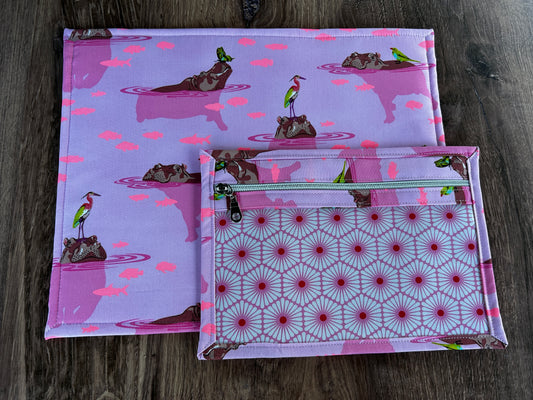 Vinyl Cross Stitch Project Bag - Project Bag - Knitting & Crochet Bag - Storage - Organizer - Hippo Project Bag - Notions (Copy)