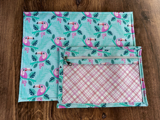 Vinyl Cross Stitch Project Bag - Project Bag - Knitting & Crochet Bag - Storage - Organizer - Toucan - Bird - Project Bag - Notions