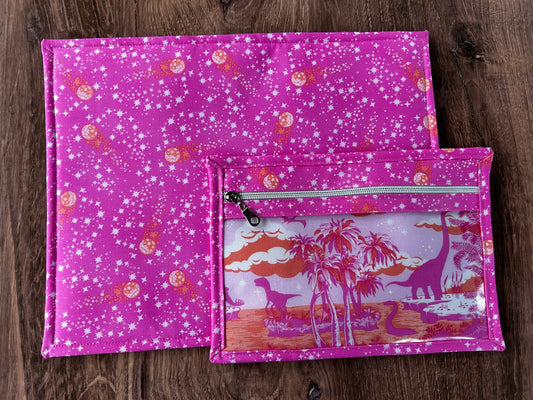Vinyl Cross Stitch Project Bag - Embroidery bag - Project Bag - Knitting & Crochet Bag - Storage - Organizer - Notions - Dinosaur - Floral