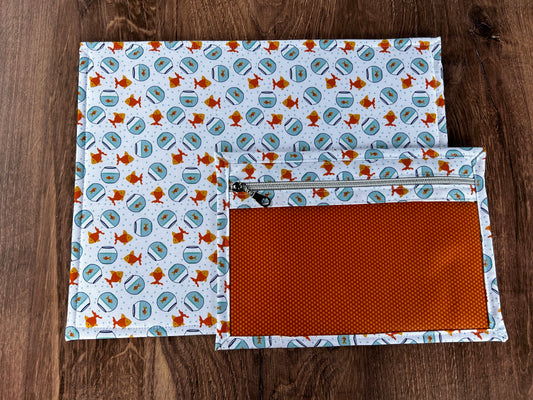 Vinyl Cross Stitch Project Bag - Project Bag - Knitting & Crochet Bag - Storage - Organizer - Goldfish Project Bag - Notions