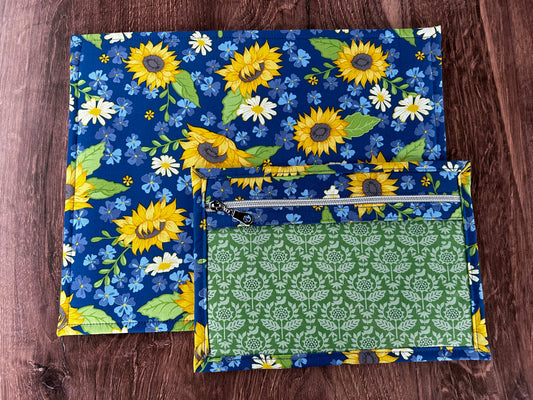 Vinyl Cross Stitch Project Bag - Embroidery bag - Project Bag - Knitting & Crochet Bag - Storage - Organizer - Notions - Flower - Sunflower (Copy)